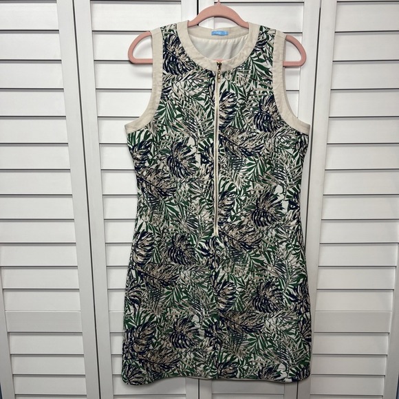 J. McLaughlin Sandra Zip Front Sleeveless Botanical Jacquard Dress Size 14 - Picture 3 of 12